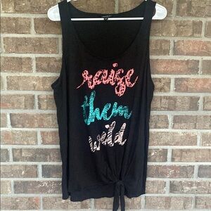 torrid Black Tank Top with Pink, Teal & Cream 'Raise Them Wild' Graphic